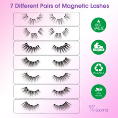 7-Pair Magnetic Eyeliner & Lash Kit - Innovative Cluster & Half Lash Mix