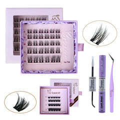 BY SABRINA Professional DIY Segment Lash Set – Wispy Airy, 4-in-1 “Celestial Dream” Kit + Free W-Strip Gift