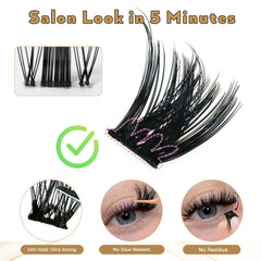 BY SABRINA Professional DIY Segment Lash Set – Wispy Airy, 4-in-1 “Celestial Dream” Kit + Free W-Strip Gift