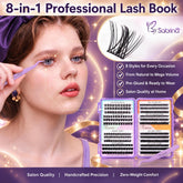 8-in-1 No Glue Lash Book Set - Self-Adhesive Eyelash Extension Kit with Anti-Stick Tweezers