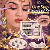 Natural Look Pre-Glued Lash Kit with 5 Styles Include Lower Lashes/Non-Sticky Tweezers