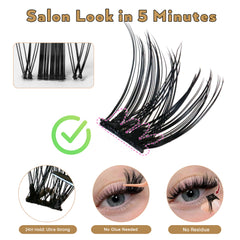 BY SABRINA Professional DIY Segment Lash Set – Fluffy Flared Volume, 4-in-1 “Royal Majesty” Kit + Free W-Strip Gift