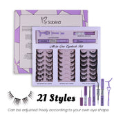 21Pairs Strip Lashes 21 Styles Mixed Natural Wispy Cat Eye Lash DIY Eyelashes Extension at Home for Most Eye Shapes