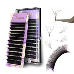 W-Shape Effect Eyelash Extensions with 4D Clovers【D Curl, 8-15mm】- Voluminous & Fluffy Technological Fibers