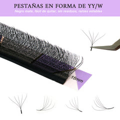 W-Shape Effect Eyelash Extensions with 5D Clovers【D Curl, 8-15mm】- Voluminous & Fluffy Technological Fibers