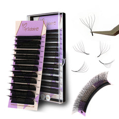W-Shape Effect Eyelash Extensions with 6D Clovers【D Curl, 8-15mm】- Voluminous & Fluffy Technological Fibers
