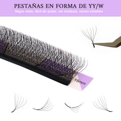 W-Shape Effect Eyelash Extensions with 6D Clovers【D Curl, 8-15mm】- Voluminous & Fluffy Technological Fibers