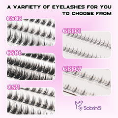 Hybrid Look Pre-Glued Lash Kit with 5 Styles Include Lower Lashes/Non-Sticky Tweezers