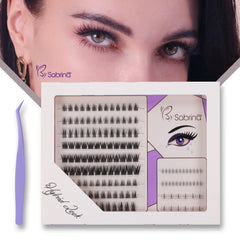 Hybrid Look Pre-Glued Lash Kit with 5 Styles Include Lower Lashes/Non-Sticky Tweezers