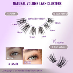 Natural Look Pre-Glued Lash Kit with 5 Styles Include Lower Lashes/Non-Sticky Tweezers
