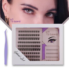 Natural Look Pre-Glued Lash Kit with 5 Styles Include Lower Lashes/Non-Sticky Tweezers