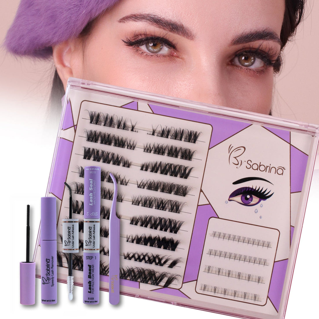 Glued eyelashes