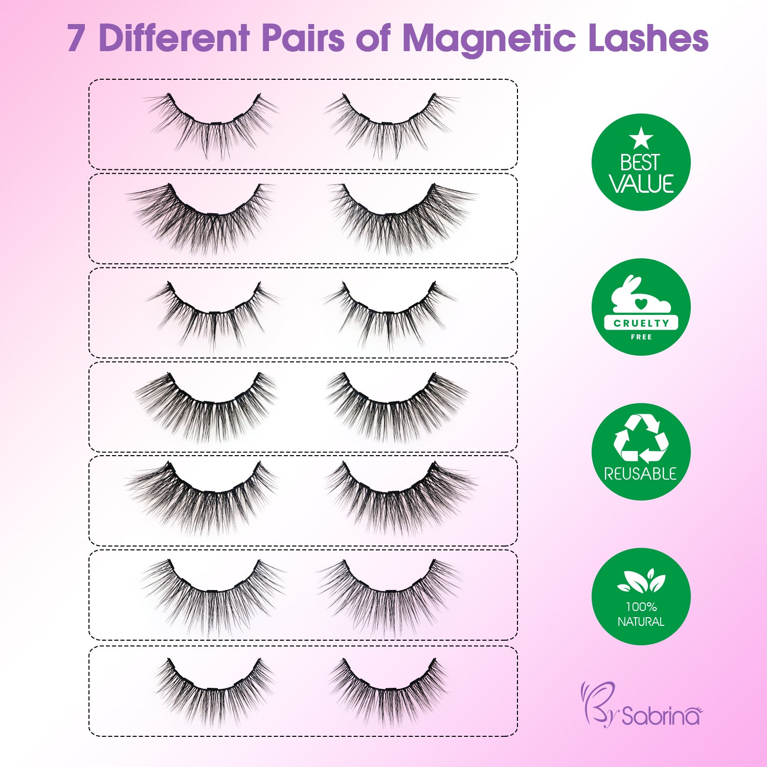 7 Pairs Magnetic Lash Kit with Full Lashes/Eyeliner/Applicator