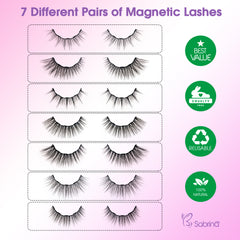 7 Pairs Magnetic Lash Kit with Full Lashes/Eyeliner/Applicator