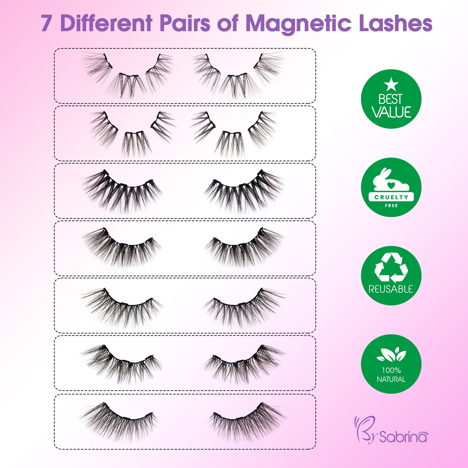 7 Pairs Magnetic Lash Kit with Segmented Lashes&Half Lashes/Eyeliner/Applicator