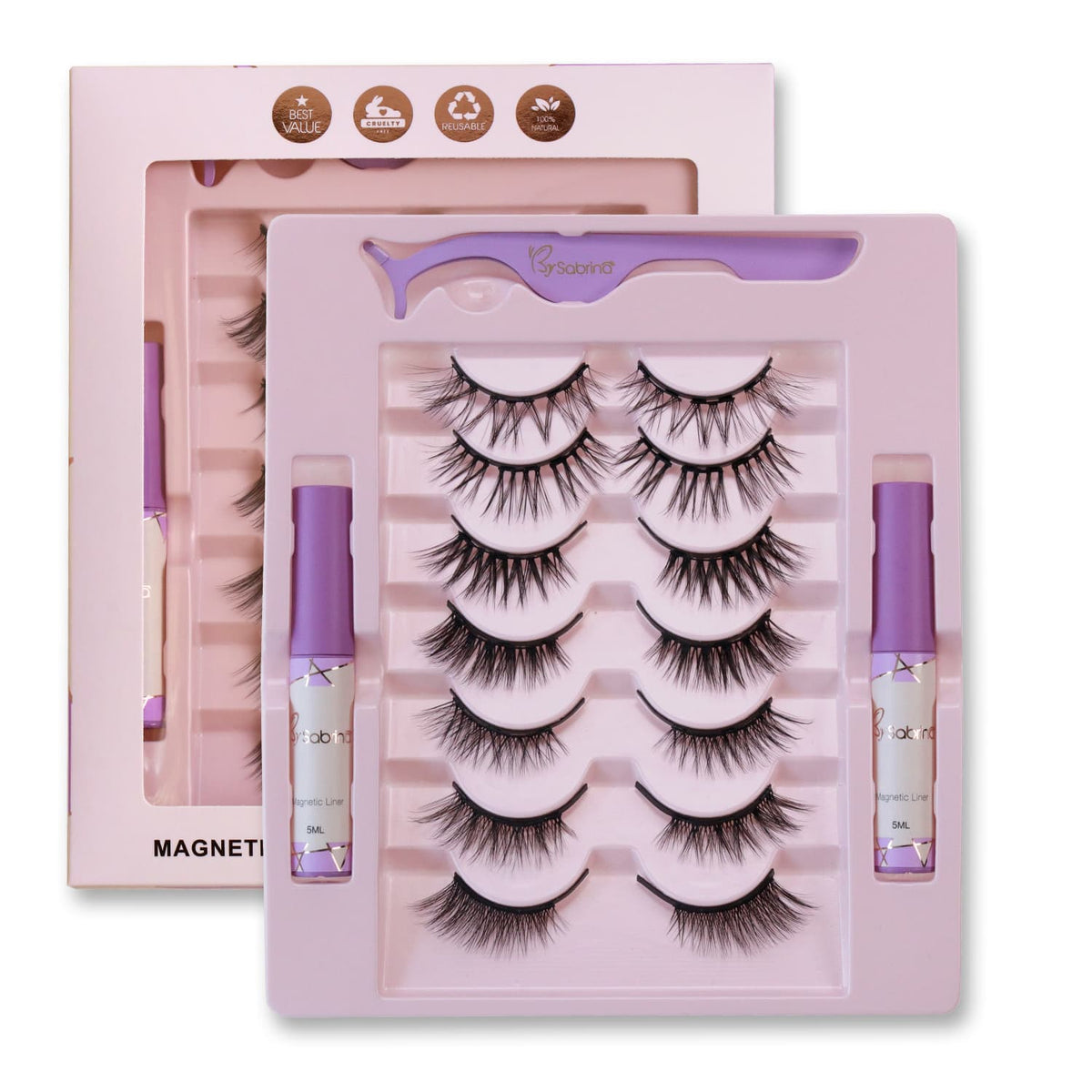 7-Pair Magnetic Eyeliner & Lash Kit - Innovative Cluster & Half Lash Mix