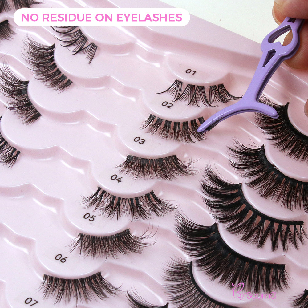 21Pairs Strip Lashes 21 Styles Mixed Natural Wispy Cat Eye Lash DIY Eyelashes Extension at Home for Most Eye Shapes