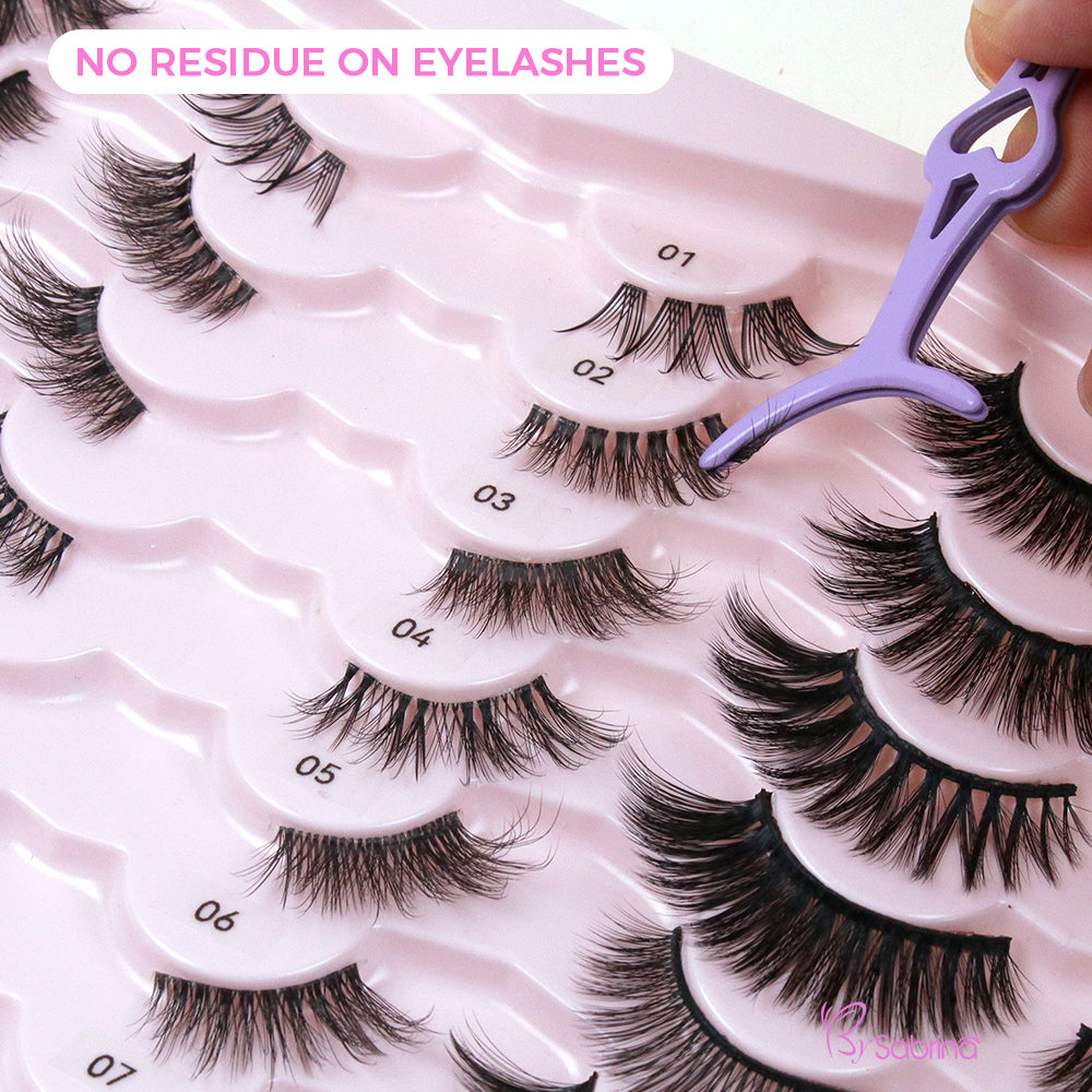 21Pairs Strip Lashes 21 Styles Mixed Natural Wispy Cat Eye Lash DIY Eyelashes Extension at Home for Most Eye Shapes