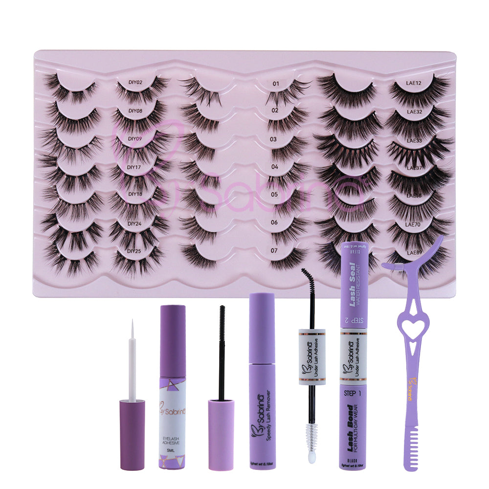 21Pairs Strip Lashes 21 Styles Mixed Natural Wispy Cat Eye Lash DIY Eyelashes Extension at Home for Most Eye Shapes