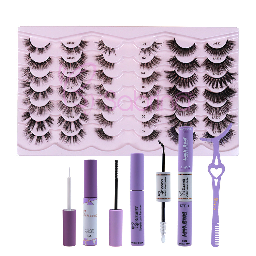 21Pairs Strip Lashes 21 Styles Mixed Natural Wispy Cat Eye Lash DIY Eyelashes Extension at Home for Most Eye Shapes