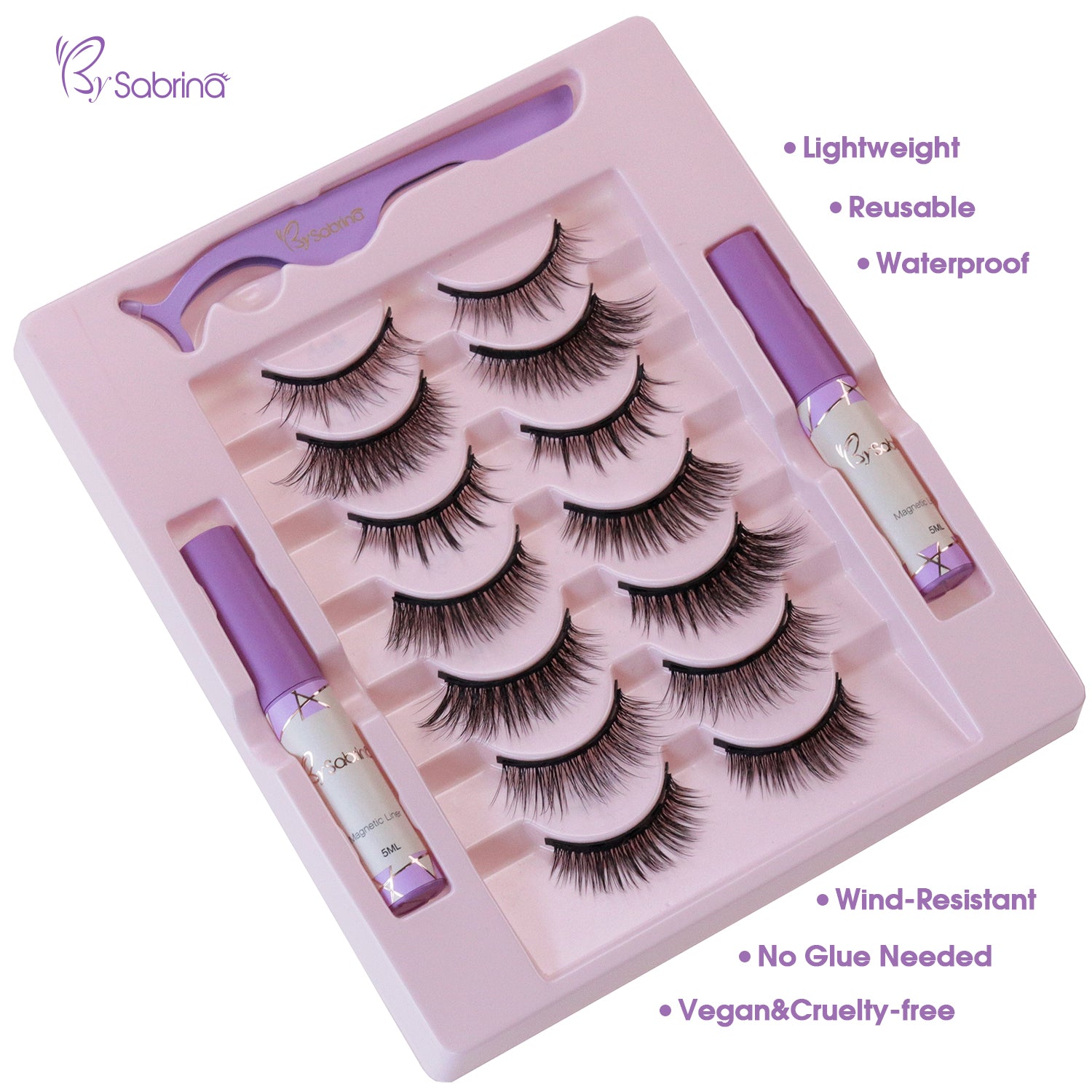 7 Pairs Magnetic Lash Kit with Full Lashes/Eyeliner/Applicator