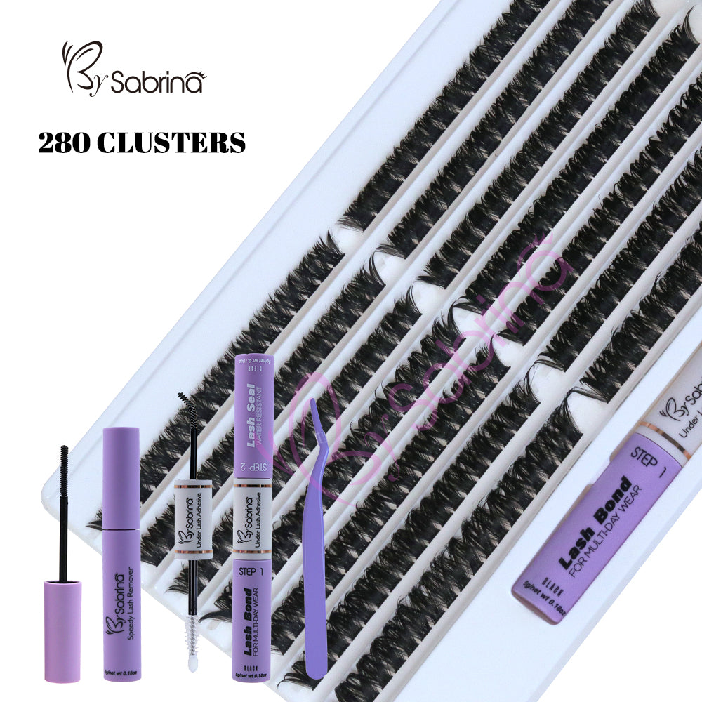100D&amp;120D Individual Lash Kit with 280pcs Clusters/Bond&amp;Seal/Remover/Applicator
