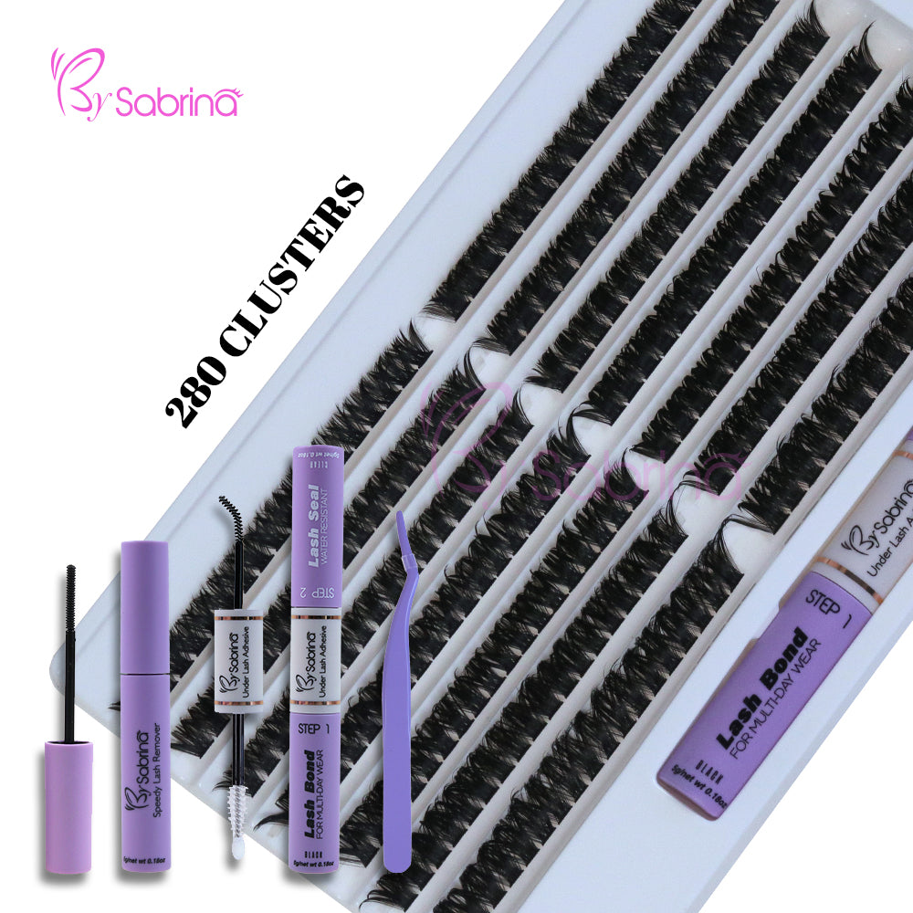 100D&amp;120D Individual Lash Kit with 280pcs Clusters/Bond&amp;Seal/Remover/Applicator
