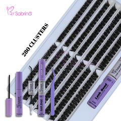 100D&amp;120D Individual Lash Kit with 280pcs Clusters/Bond&amp;Seal/Remover/Applicator