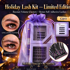 BY SABRINA Professional DIY Segment Lash Set – Fluffy Flared Volume, 4-in-1 “Royal Majesty” Kit + Free W-Strip Gift
