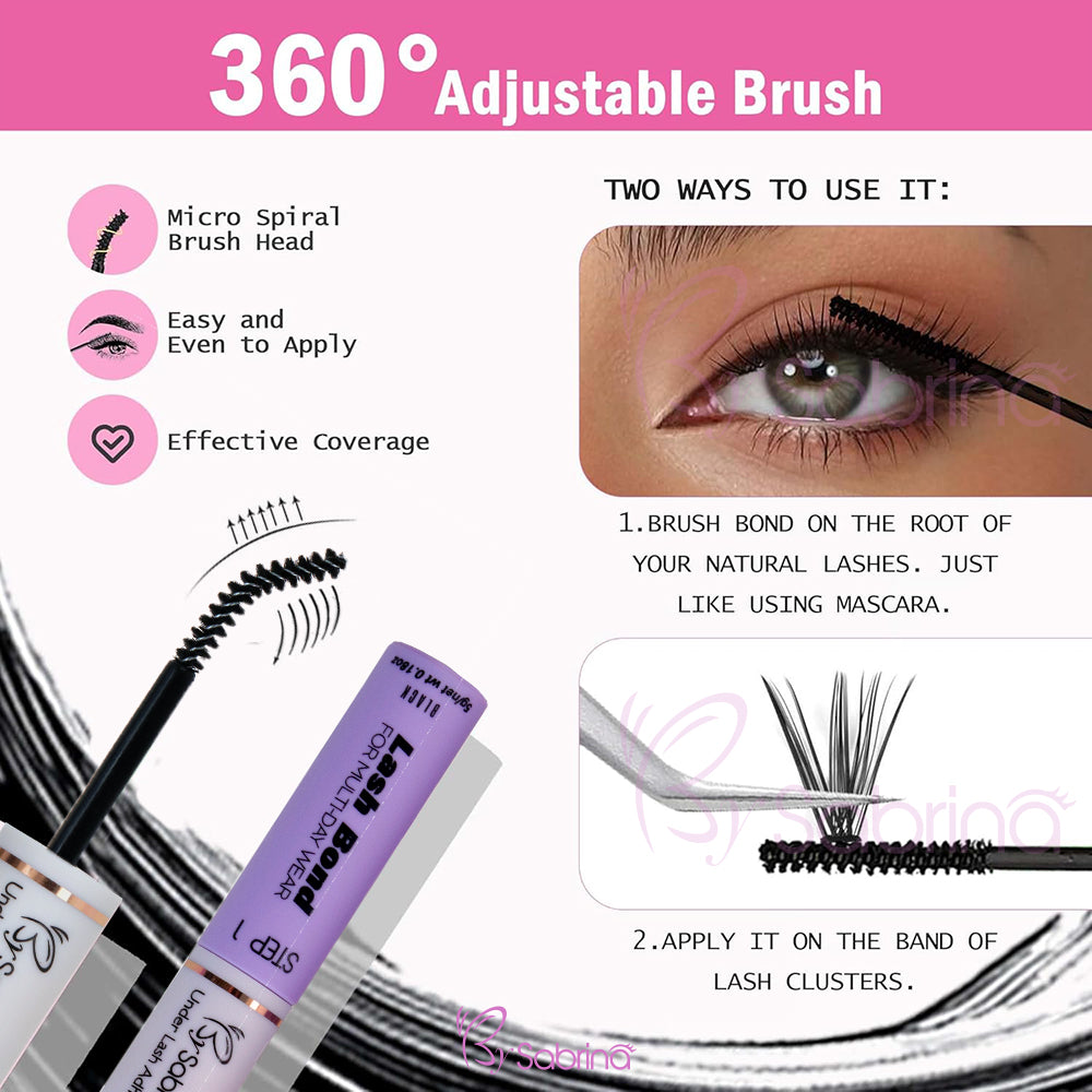 Lash Cluster Glue,Lash Bond and Seal Waterproof,Bond & Seal Lash Glue for Eyelash Cluster,Lash Glue Black Long-Lasting 72H（10ml）