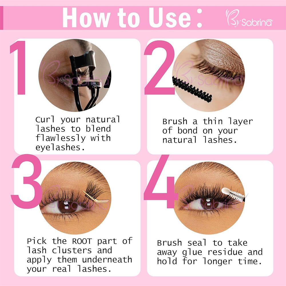Lash Cluster Glue,Lash Bond and Seal Waterproof,Bond & Seal Lash Glue for Eyelash Cluster,Lash Glue Black Long-Lasting 72H（10ml）