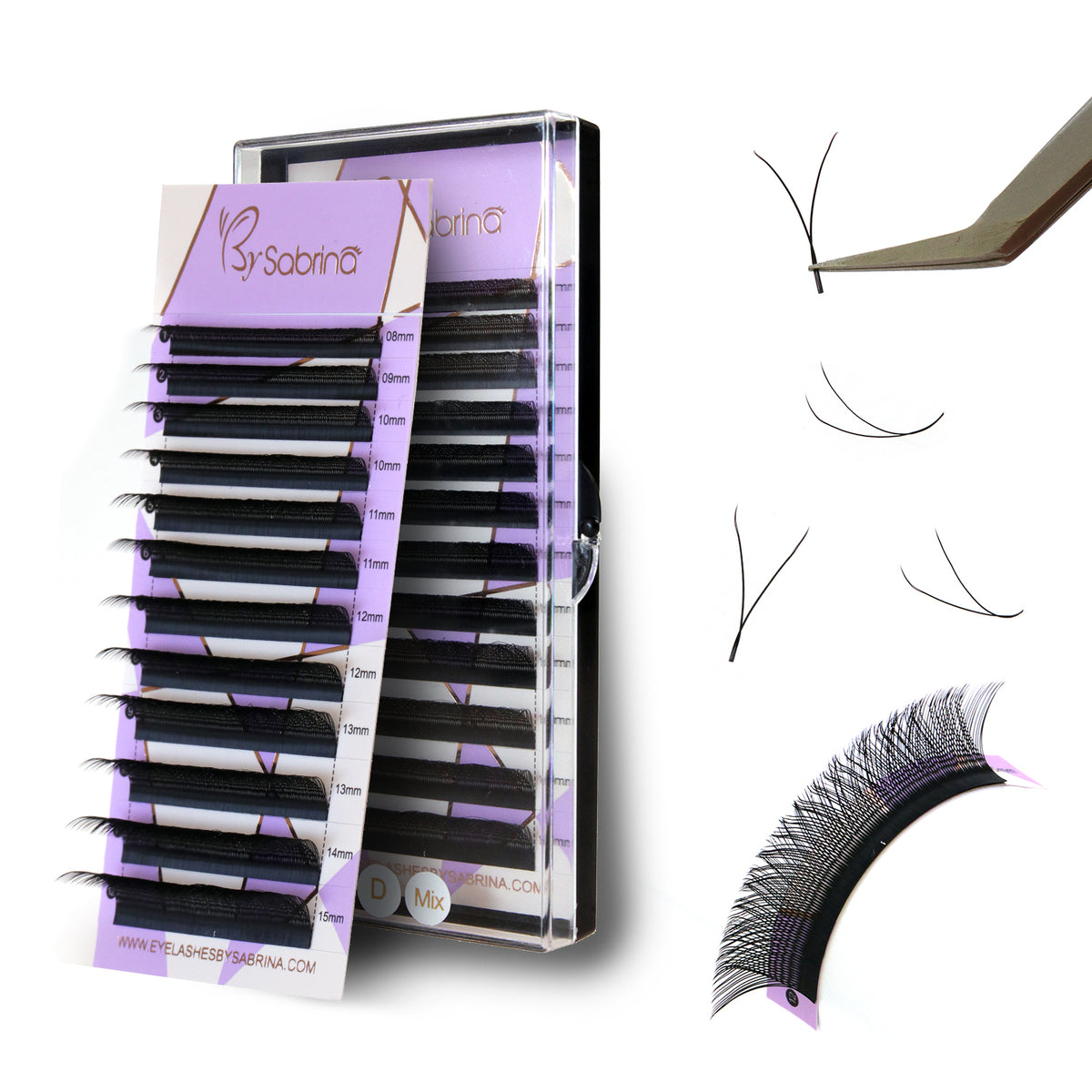 YY-Shape Effect Eyelash Extensions with 【D Curl, 8-15mm】- Voluminous & Fluffy   Technological Fibers