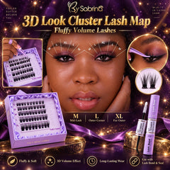 BY SABRINA Professional DIY Segment Lash Set – Fluffy Flared Volume, 4-in-1 “Royal Majesty” Kit + Free W-Strip Gift