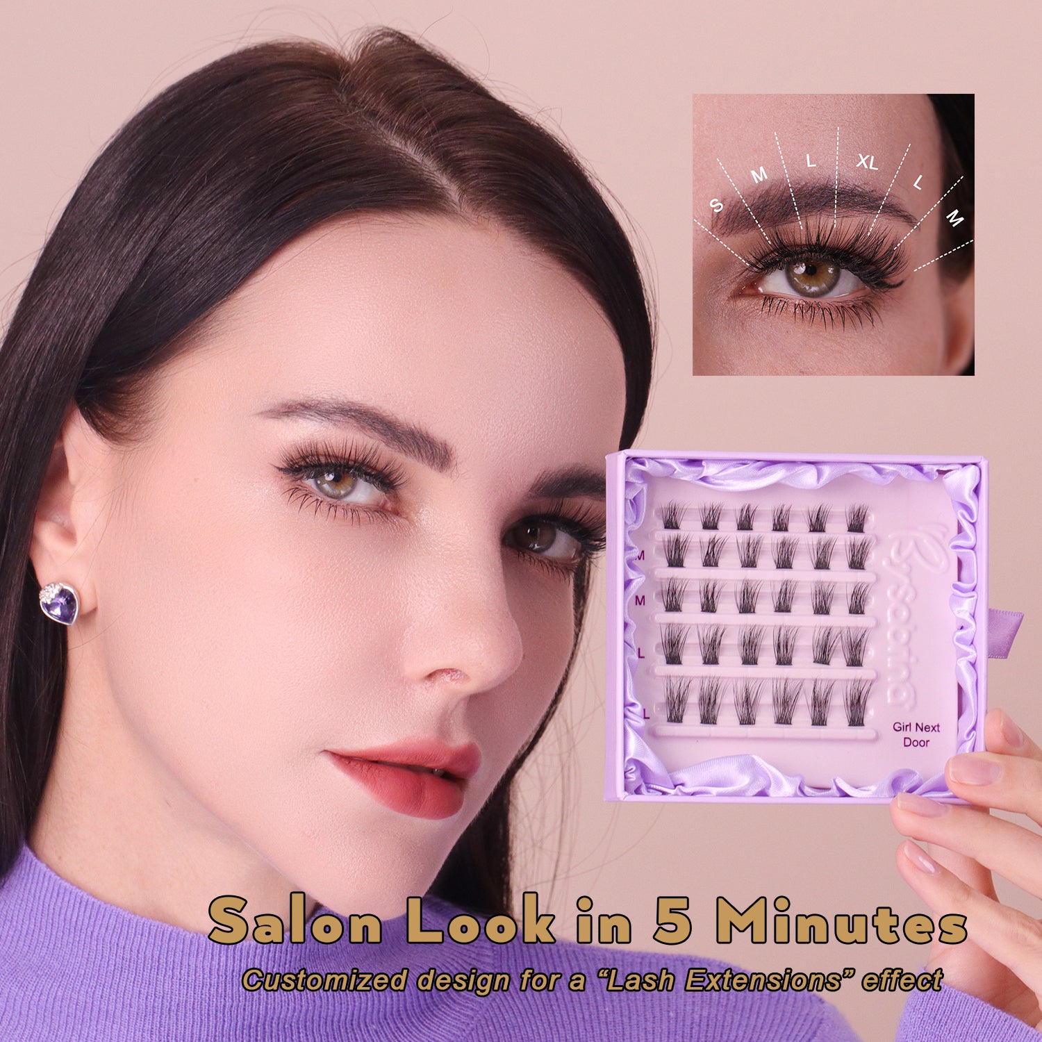 BY SABRINA Professional DIY Segment Lash Set – Girl Next Door, 4-in-1 “Iconic Muse” Kit + Free W-Strip Gift