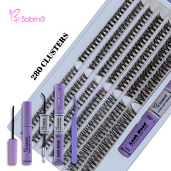 280Pcs Lash Cluster 30D&40D C Curl Induvidual Lashes DIY Eyelash Extension Kit with Bond and Seal Lash Glue Remover and Eyelash Extension Tweezers