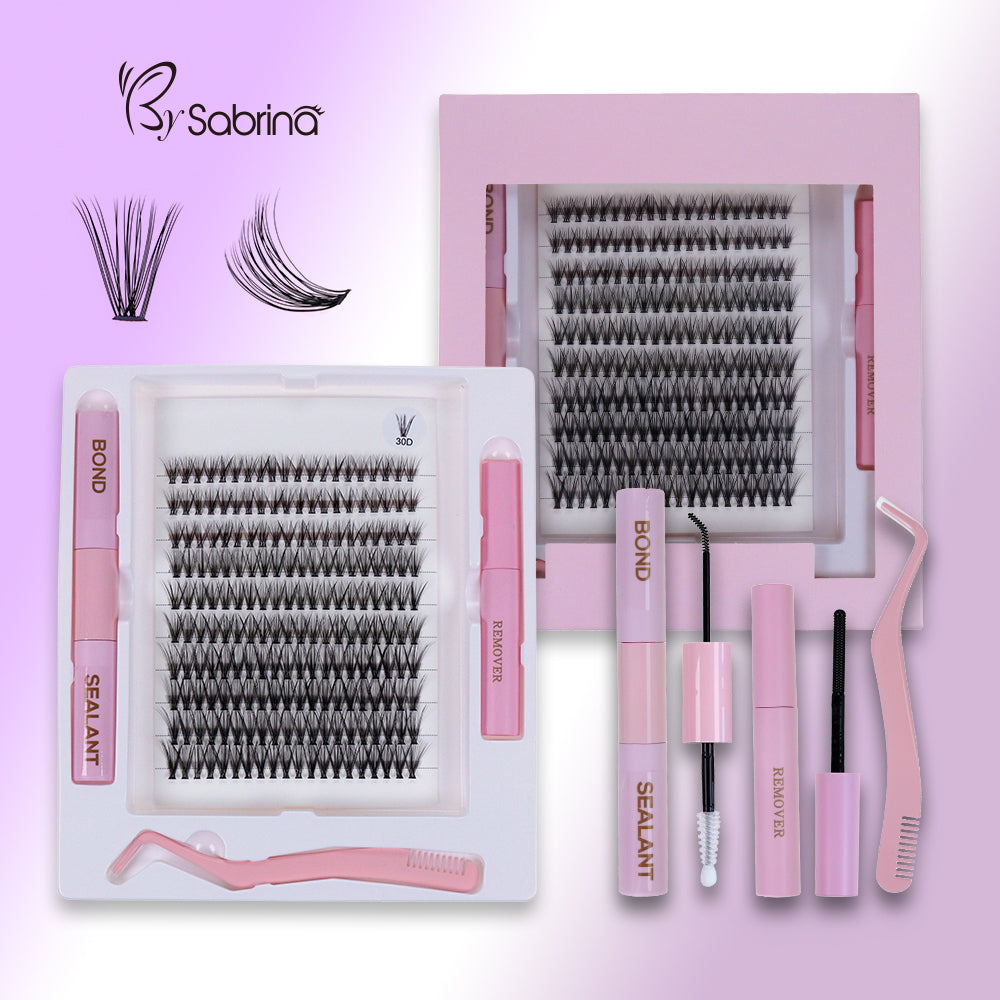 200Pcs Lash Cluster 30D C Curl Induvidual Lashes DIY Eyelash Extension Kit with Bond and Seal Lash Glue Remover and Eyelash Extension Tweezers