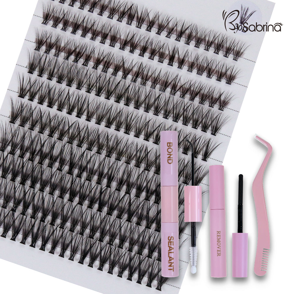 200Pcs Lash Cluster 30D C Curl Induvidual Lashes DIY Eyelash Extension Kit with Bond and Seal Lash Glue Remover and Eyelash Extension Tweezers