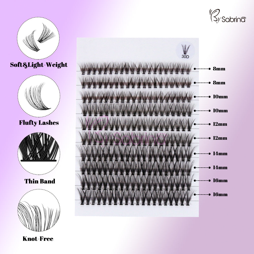 200Pcs Lash Cluster 30D C Curl Induvidual Lashes DIY Eyelash Extension Kit with Bond and Seal Lash Glue Remover and Eyelash Extension Tweezers