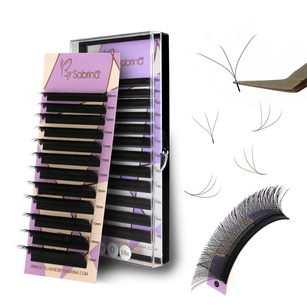 W-Shape Effect Eyelash Extensions with 3D Clovers【D Curl, 8-15mm】- Voluminous & Fluffy   Technological Fibers