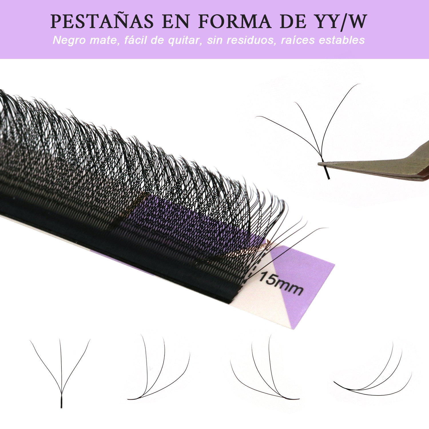 W-Shape Effect Eyelash Extensions with 3D Clovers【D Curl, 8-15mm】- Voluminous & Fluffy   Technological Fibers