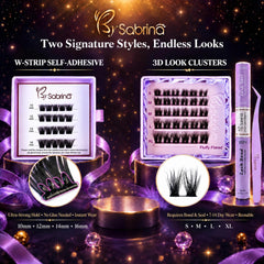BY SABRINA Professional DIY Segment Lash Set – Fluffy Flared Volume, 4-in-1 “Royal Majesty” Kit + Free W-Strip Gift