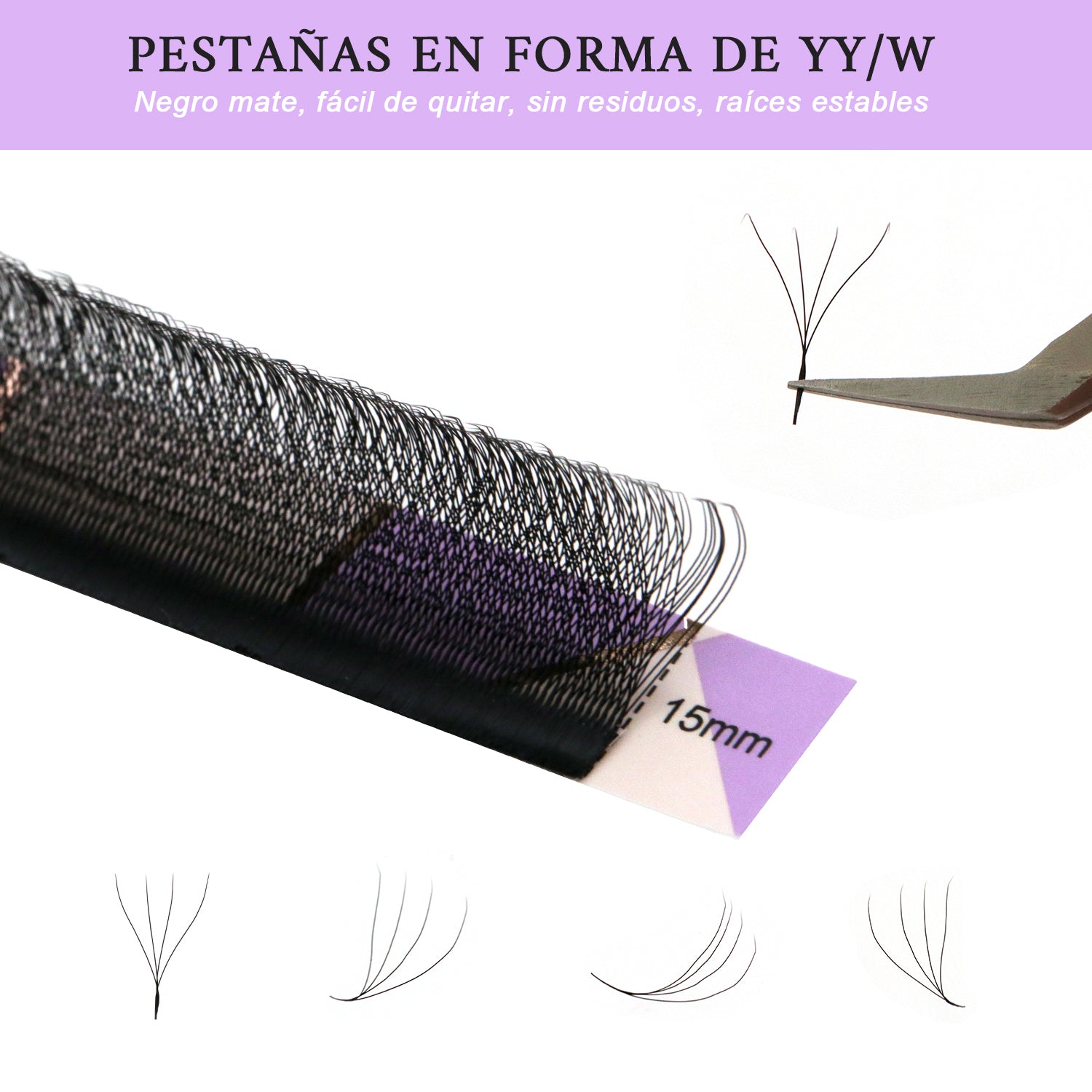 W-Shape Effect Eyelash Extensions with 4D Clovers【D Curl, 8-15mm】- Voluminous & Fluffy   Technological Fibers