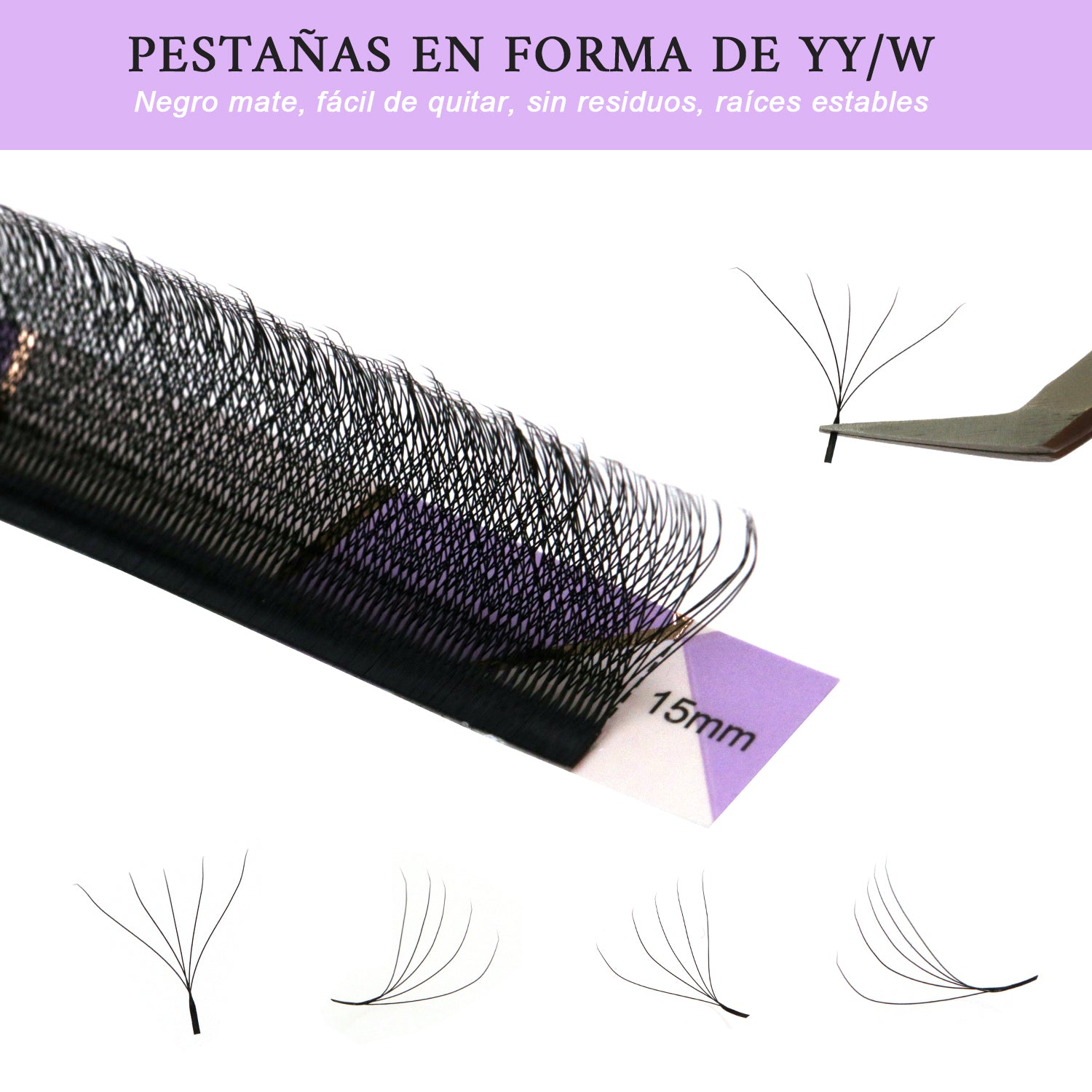 W-Shape Effect Eyelash Extensions with 5D Clovers【D Curl, 8-15mm】- Voluminous & Fluffy   Technological Fibers