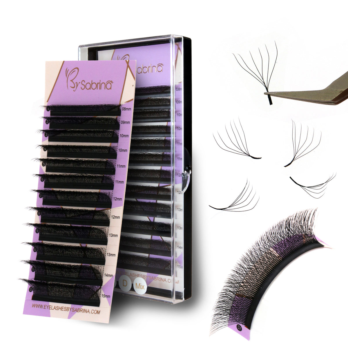 W-Shape Effect Eyelash Extensions with 6D Clovers【D Curl, 8-15mm】- Voluminous & Fluffy   Technological Fibers