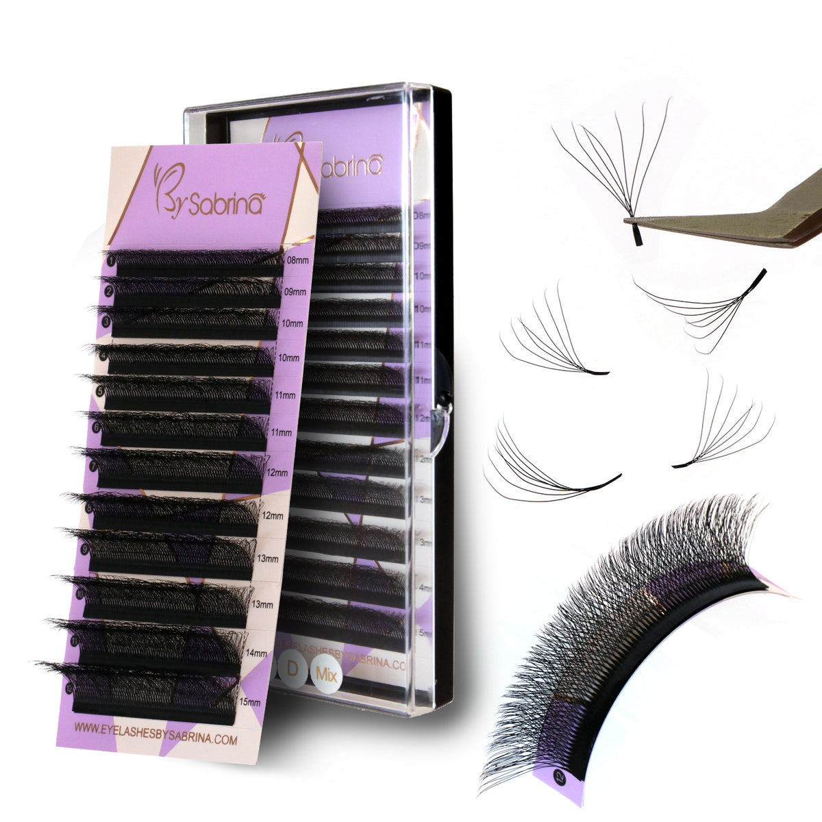 W-Shape Effect Eyelash Extensions with 7D Clovers【D Curl, 8-15mm】- Voluminous & Fluffy   Technological Fibers