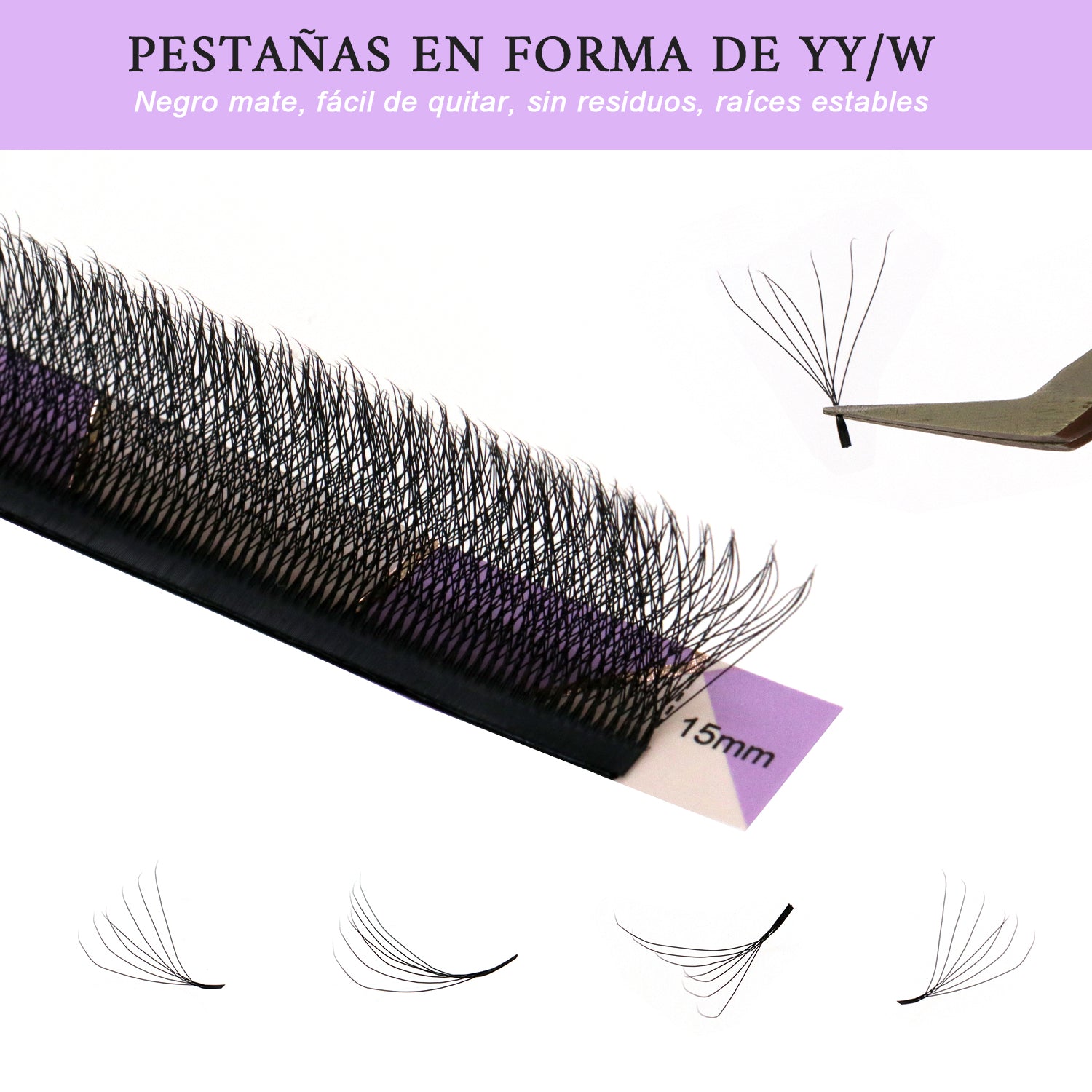 W-Shape Effect Eyelash Extensions with 7D Clovers【D Curl, 8-15mm】- Voluminous & Fluffy   Technological Fibers