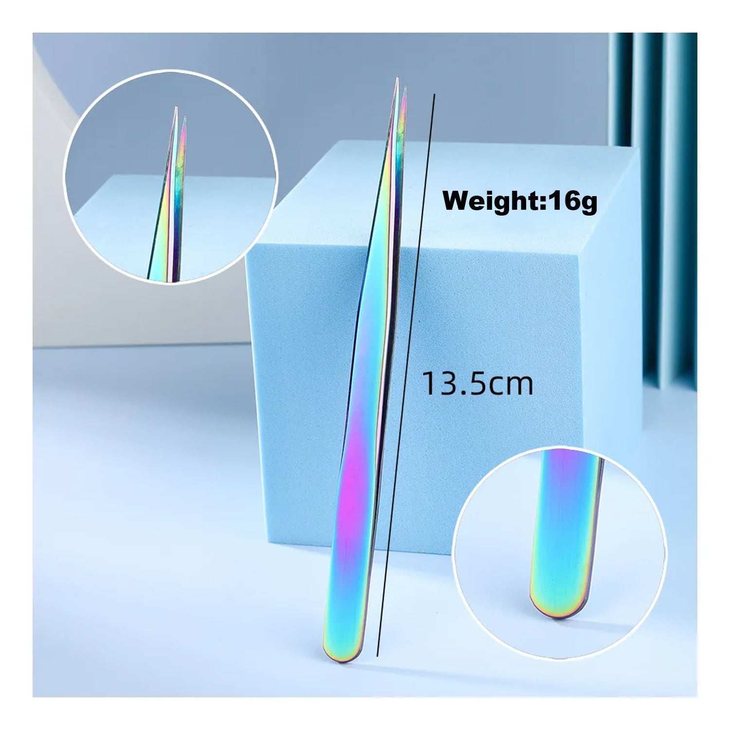 Set of 7 stainless steel eyelash extension tweezers for volume eyelash extensions