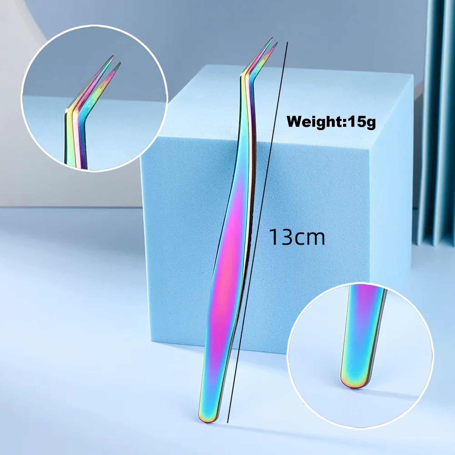 Set of 7 stainless steel eyelash extension tweezers for volume eyelash extensions