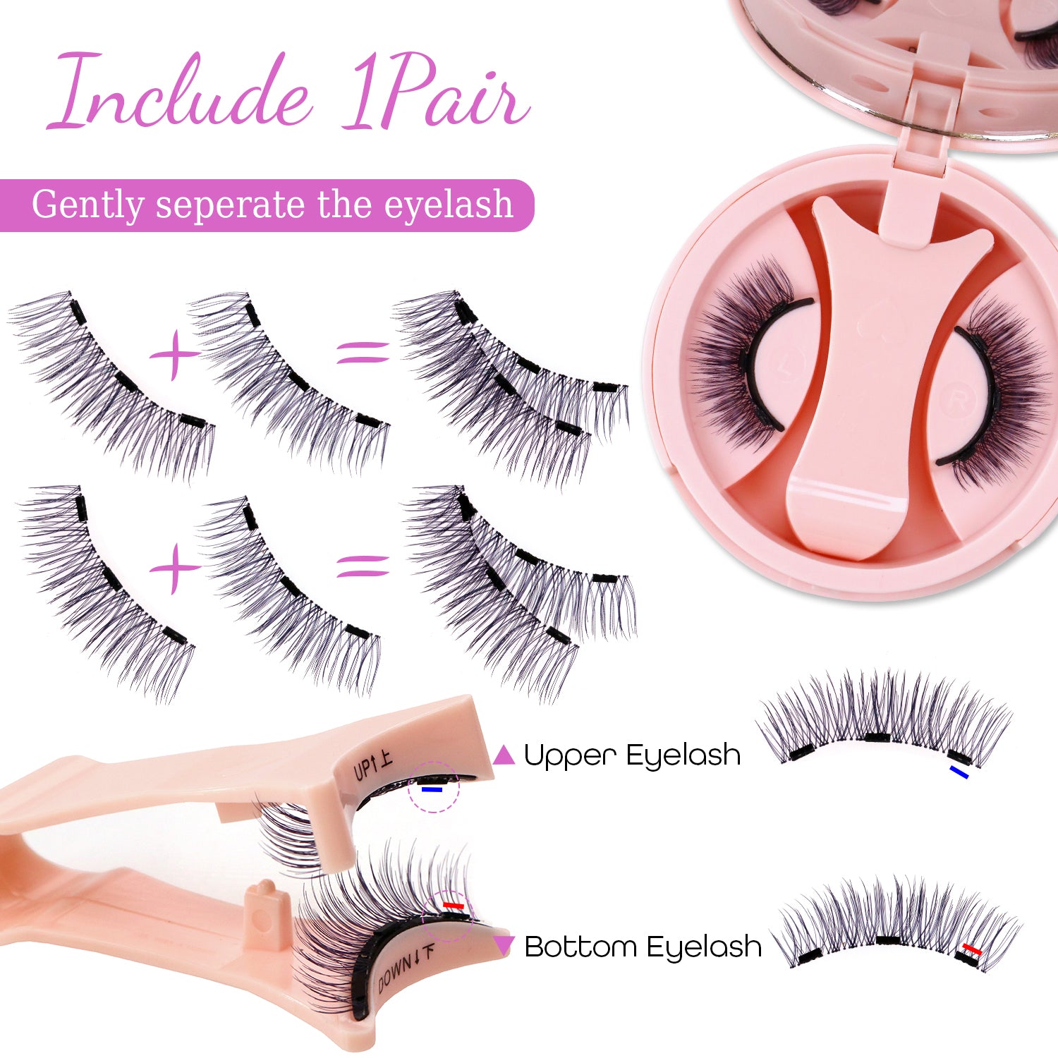 3. Sabrina Natural Magnetic Eyelashes – Fluffy Lash Clusters, Lightweight & Reusable #TG14