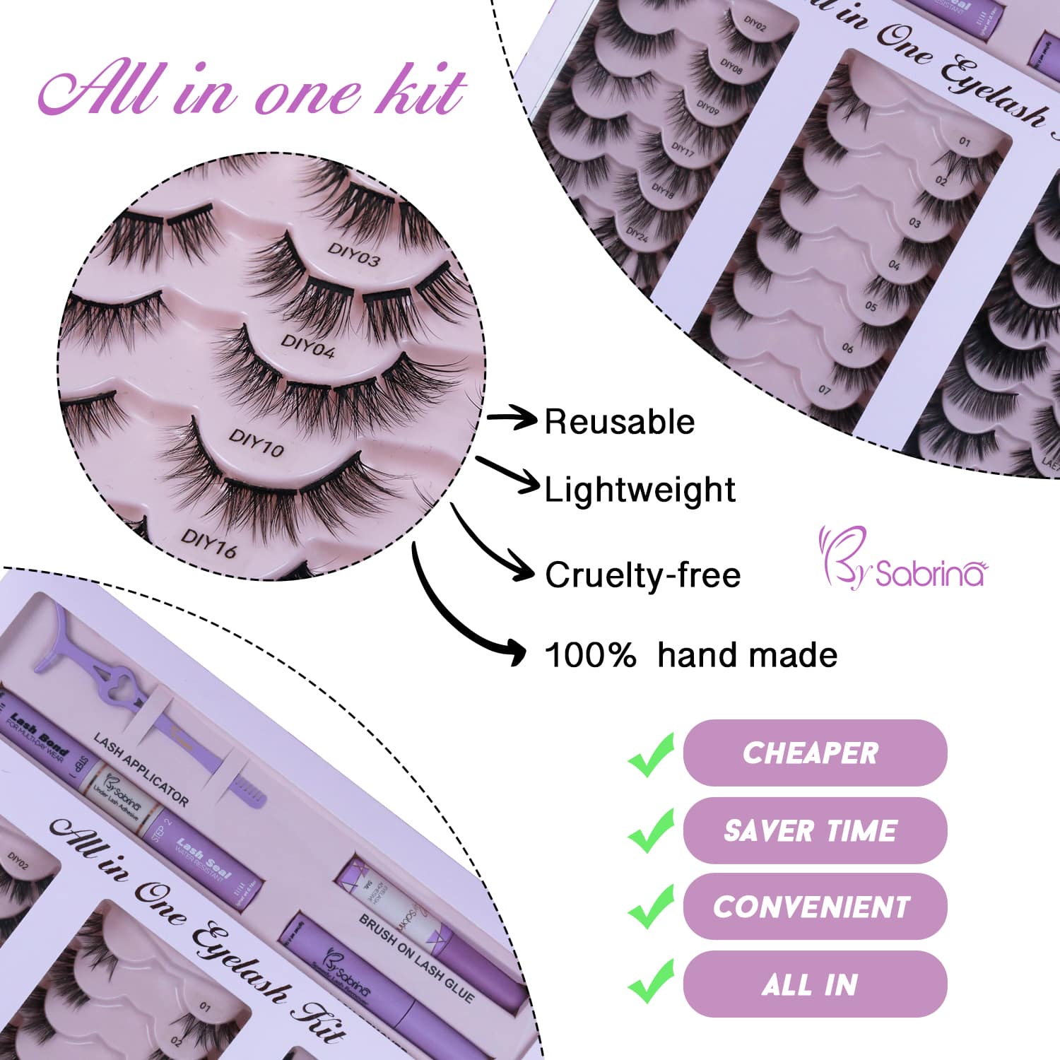 21 Styles Mixed Natural Wispy Cat Eye Lash DIY Eyelashes Extension at Home for Most Eye Shapes